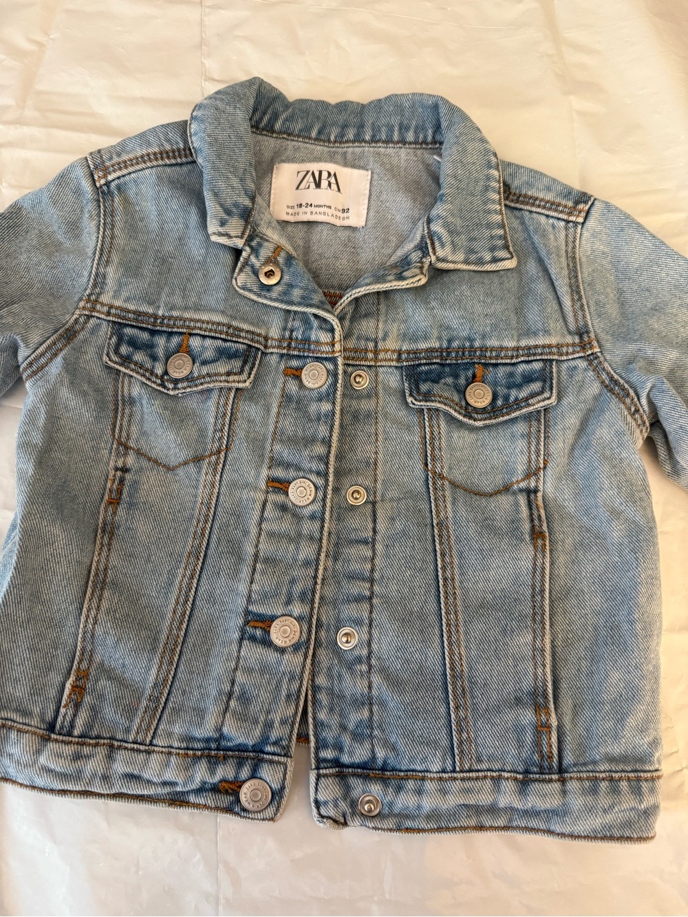 Zara Kids Light Blue Denim Jacket with Button Front